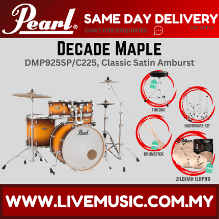 Pearl Decade Maple DMP925SP/C 5-Piece Drum Set with Zildjian ILHPRO Cymbals Set and Hardware