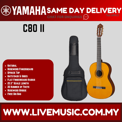 Yamaha C80 II Full Size Classical Guitar with Bag (C80II)