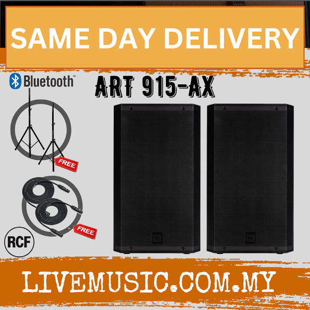 RCF ART 915-AX 2100W 15-inch Powered Bluetooth Speaker w/ Speaker Stand And Cable - Each / Pair ( ART915AX / ART 915AX )