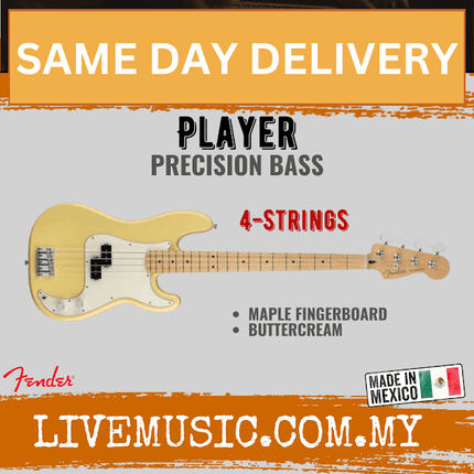 Fender Player Precision Bass Electric Guitar, Maple Fretboard - Buttercream