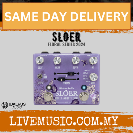 Walrus Audio SLOER Stereo Ambient Reverb Guitar Effects Pedal, Floral Series 2024
