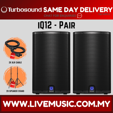 Turbosound iQ12 2500-Watt 12" Powered Speaker w/Wireless Mic, Speaker Stand And Cable - Each / Pair ( iQ-12 / iQ 12 )