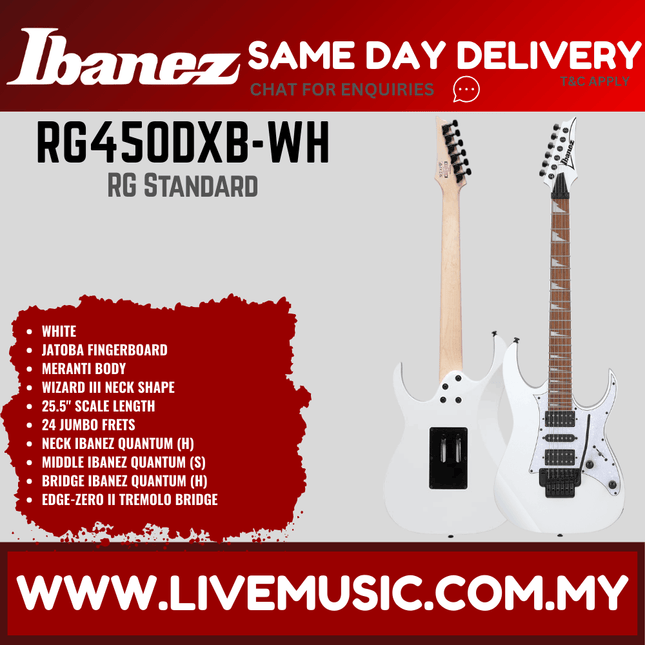 Ibanez RG Standard RG450DXB-WH Electric Guitar - White ( RG450DXB WH/ RG450DXBWH )