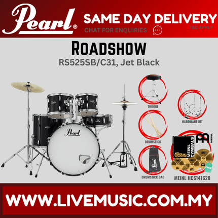 Pearl Roadshow RS525SB/C Drum Set with Meinl HCS141620 Cymbal set, Drum Throne