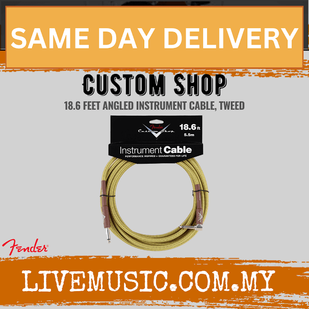 Fender Custom Shop Performance Series 18.6ft Angled Instrument Cable - Tweed