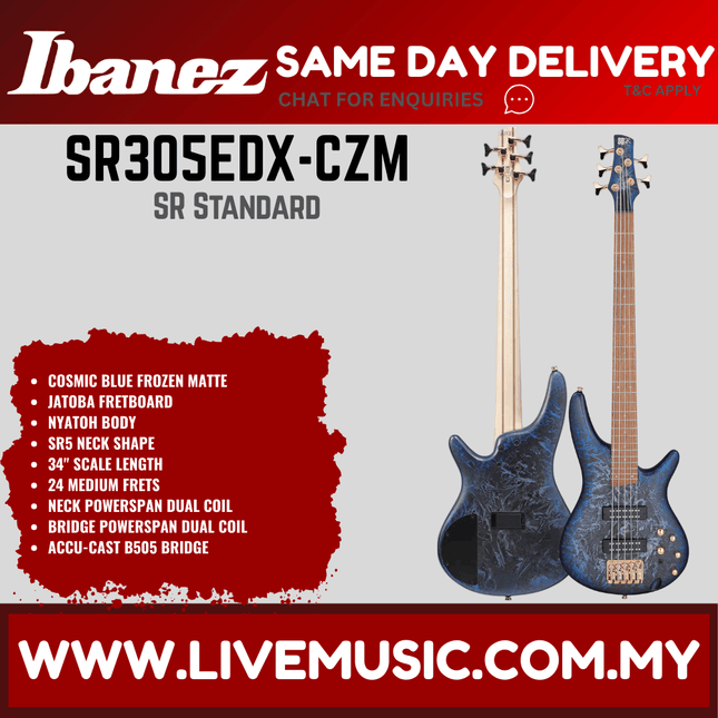 Ibanez SR305EDX Sr Standard Series 5-string Electric Bass, ( SR305EDX-CZM SR305EDX-BZM )