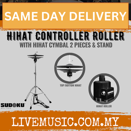 Sudoku Hihat Controller Roller with 2 Pieces Hihat Cymbal and Hihat Stand- Black/Chrome