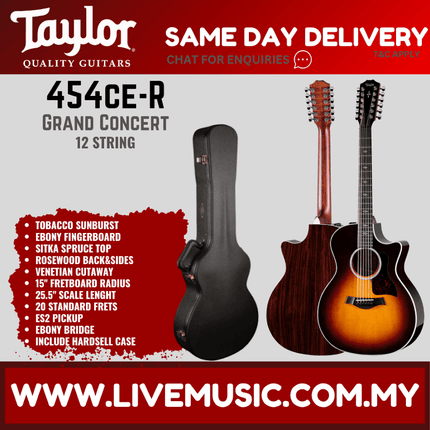 Taylor 454ce-R 12-String Acoustic-Electric Guitar, Tobacco Sunburst