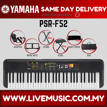 Yamaha PSR-F52 61 Keys Portable Keyboard Electronic Piano with Bench & Accessories ( PSRF52 / PSR F52 )