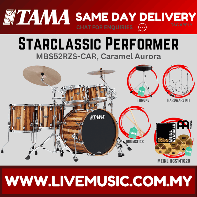 Tama Starclassic Performer MBS52RZS 5-piece Shell Pack With Meinl HCS141620 Cymbals Set (MBS52RZS-SKA/MBS52RZS-CAR)