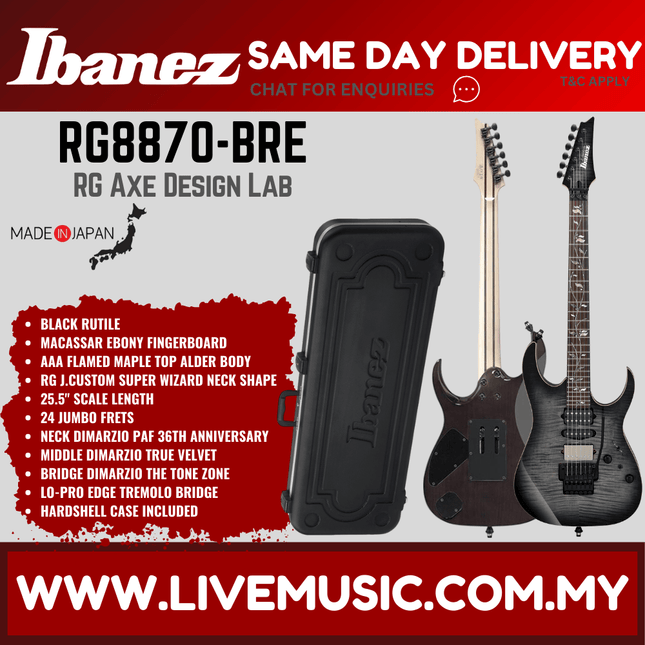 Ibanez RG8870-BRE J.custom Electric Guitar, Black Rutile ( RG8870 BRE / RG8870BRE )