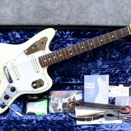 Fender Artist Johnny Marr Jaguar Electric Guitar, RW FB, Olympic White / Metallic KO-Olympic White