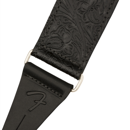 Fender 2inch Tooled Leather Guitar Strap - Black