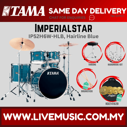 Tama Imperial Star Drum Set with Drum Throne, Imperialstar With KDZ141620 Cymbal Set ( IP52H6W )