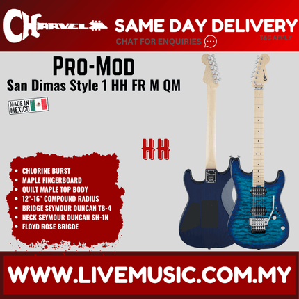 Charvel Pro-Mod San Dimas Style 1 HH Floyd Rose Electric Guitar, Maple FB, Chlorine Burst