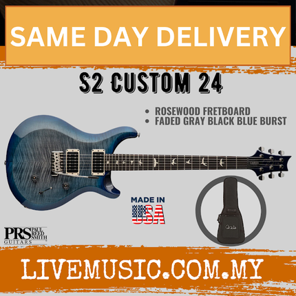PRS S2 Custom 24 Electric Guitar, Faded Gray Black Blue Burst