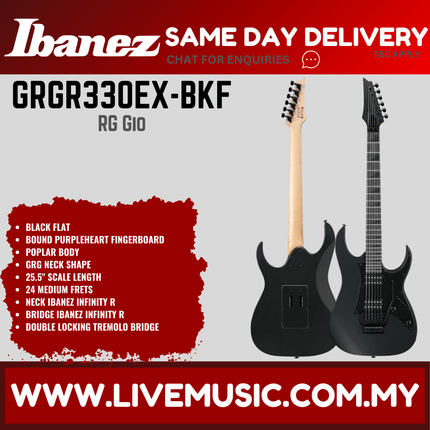 Ibanez Gio GRGR330EX-BKF Electric Guitar - Black Flat (GRGR330EXBKF/GRGR330EX BKF)