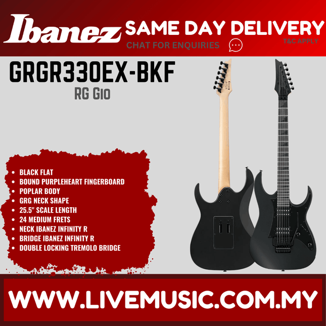 Ibanez Gio GRGR330EX-BKF Electric Guitar - Black Flat (GRGR330EXBKF/GRGR330EX BKF)
