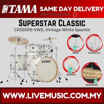 Tama Superstar Classic CK52KRS 5-Piece Drum Set With KDZS141620 Silent Cymbal Set - ( CK-52KRS )