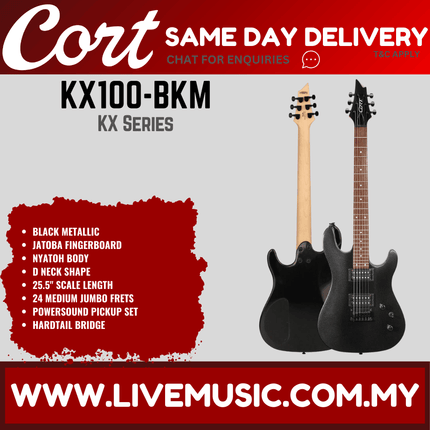 Cort KX100 Electric Guitar Jatoba Fretboard with Bag - Black Metallic (KX-100/KX 100)
