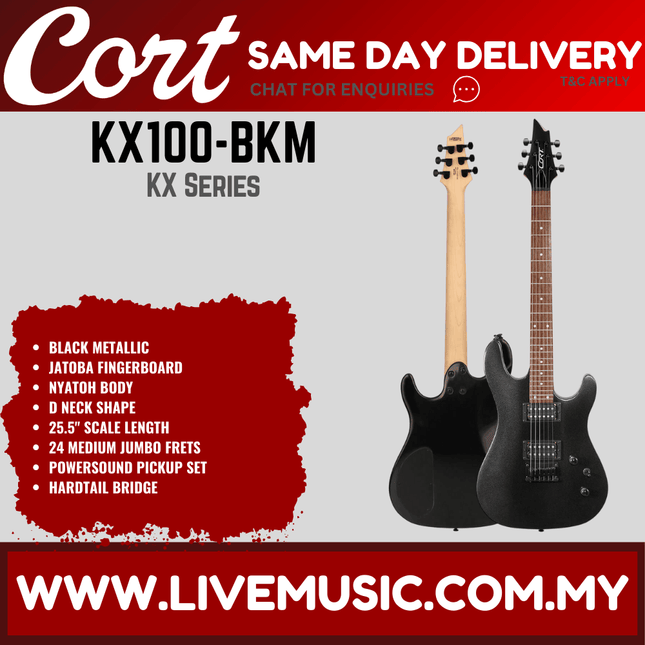Cort KX100 Electric Guitar Jatoba Fretboard with Bag - Black Metallic (KX-100/KX 100)