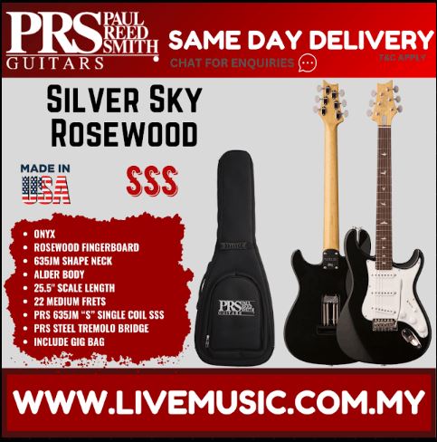 Black electric guitar with rosewood neck and padded gig bag