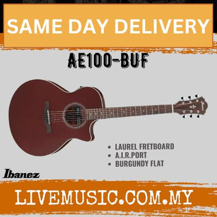 Ibanez AE100 AE Series Acoustic Electric Guitar - Burgundy Flat( AE-100 / AE 100 )