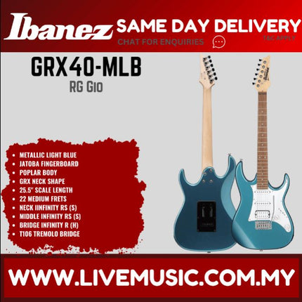 Ibanez Gio GRX40 GIO Series Solid Body Electric Guitar - (GRX-40 GRX 40)-Metallic Light Blue