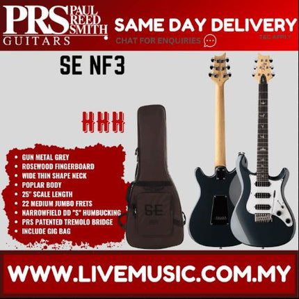 PRS SE NF3 Electric Guitar w/Bag, Rosewood FB, Gun Metal Grey