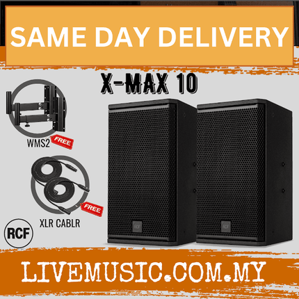 Rcf X-MAX 10 High Power Two-way Speaker With Speaker Stand and Cable - Each / Pair ( XMAX10 / X MAX 10 )
