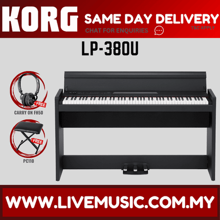 Korg LP-380U 88-Key Digital Piano with FREE Bench and Adapter - Black ( LP380 / LP-380U / LP380U )