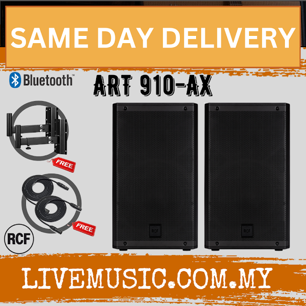 RCF ART 910-AX 2100W 10-inch Powered Bluetooth Speaker w/ Speaker Stand And Cable - Each / Pair ( ART910AX / ART 910AX )