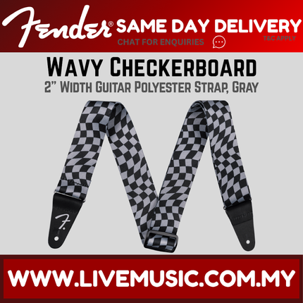 Fender Wavy Checkerboard Polyester Guitar Strap, Gray
