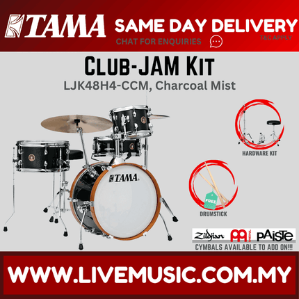 Tama LJK48H4 Club-Jam Kit 4-pieces Basic Kit Drum Set, Cymbals Not Included - Charcoal Mist (ClubJamKit LJK48H4)