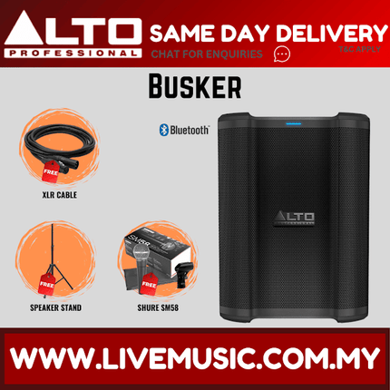 Alto Professional Busker Portable 200-watt Battery-powered PA Speaker With Microphone Speaker Stand