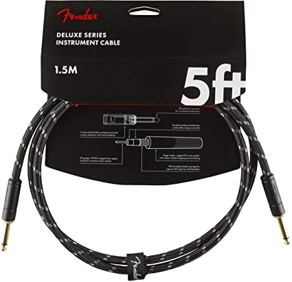 Fender Deluxe Series Instrument Cable, 5ft - Black Tweed