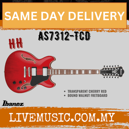 Ibanez Artcore AS7312-TCD Semi-hollow Electric Guitar - Transparent Cherry Red ( AS7312 TCD / AS7312TCD )