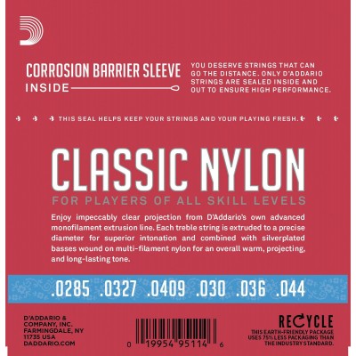 D'Addario EJ27H - Nylon Classical Strings, Hard Tension (DAddario)