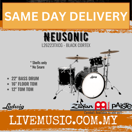 Ludwig L26223TXCG / L26223TX3U / L26223TX3T / L26223TX3Q Neusonic 3-Piece Drum Shell Pack (22B+16F+12T)