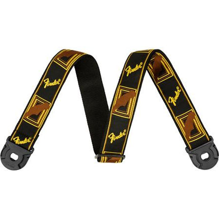 Fender Quickgrip Monogram Guitar Strap - Black/Yellow/Brown
