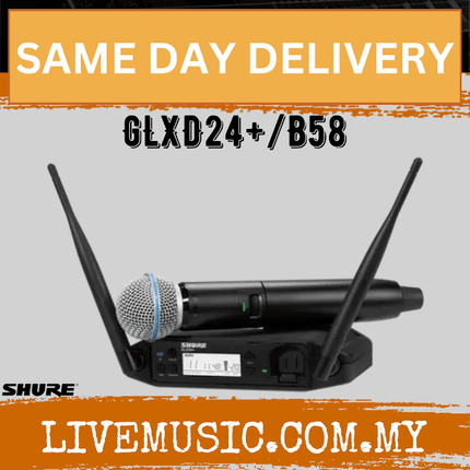 Shure GLXD24+/B58 Digital Wireless Handheld System with Beta 58A Capsule w/Hardcase ( GLXD24+ / B58 )