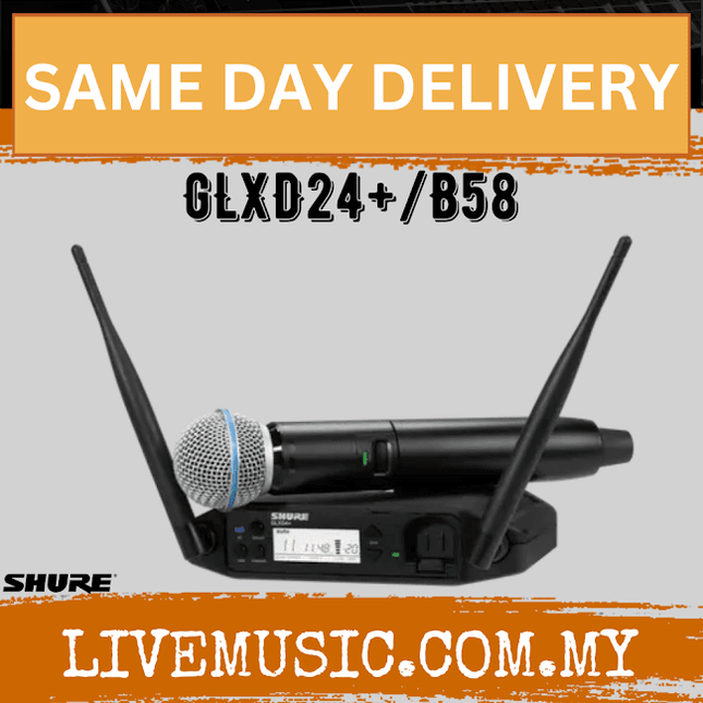Shure GLXD24+/B58 Digital Wireless Handheld System with Beta 58A Capsule w/Hardcase ( GLXD24+ / B58 )