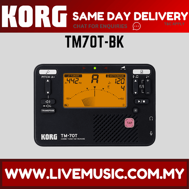 Korg TM70T Combined Metronome and Chromatic Tuner - Black / White