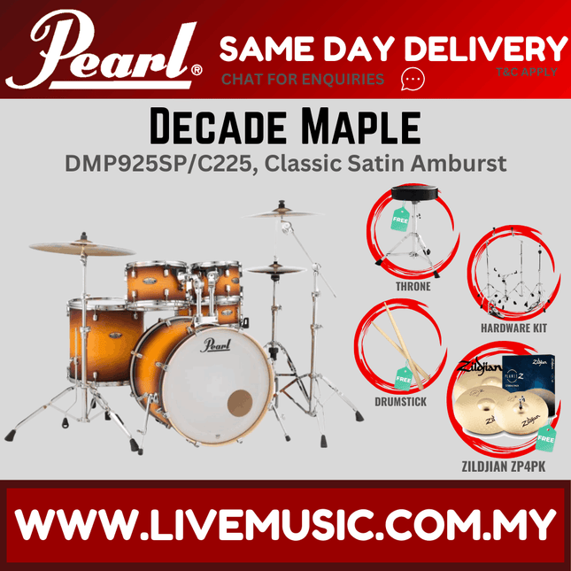 Pearl Decade Maple DMP925SP/C 5-Piece Drum Set with Zildjian ZP4PK Cymbals Set and Hardware