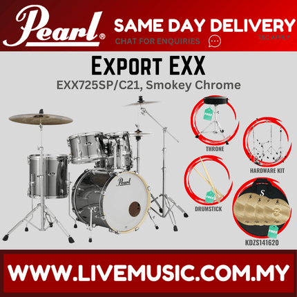 Pearl Export EXX 5-Piece Drum Set with KDZS141620 Silent Cymbals Set ( EXX725SP/C )