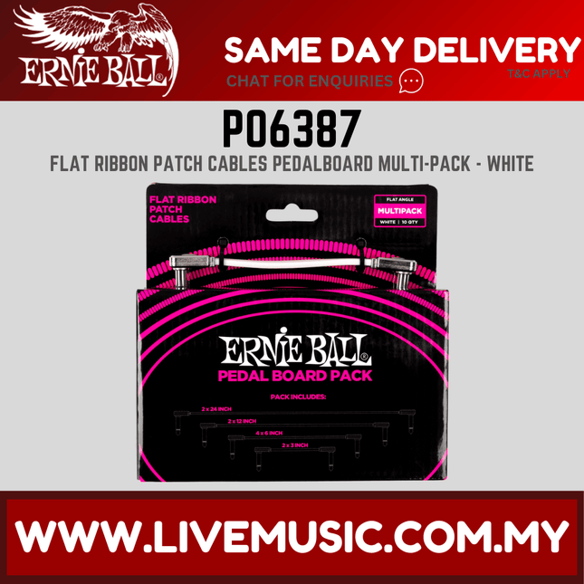 Ernie Ball Multipack Right Angle to Right Angle Flat Ribbon Pedalboard Patch Cable