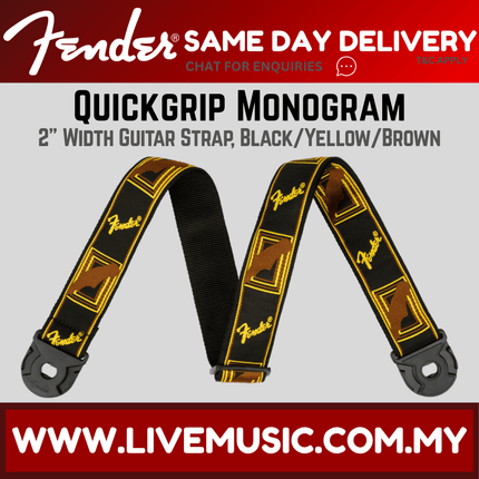 Fender Quickgrip Monogram Guitar Strap - Black/Yellow/Brown