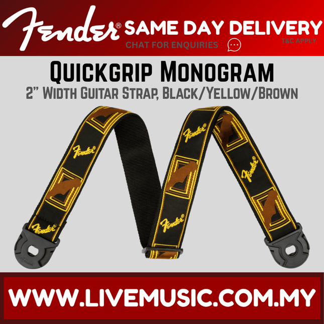 Fender Quickgrip Monogram Guitar Strap - Black/Yellow/Brown