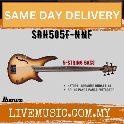 Ibanez SRH505F-NNF 5-String Electric Bass Guitar, Natural Browned Burst Flat ( SRH505F NNF / SRH505FNNF )