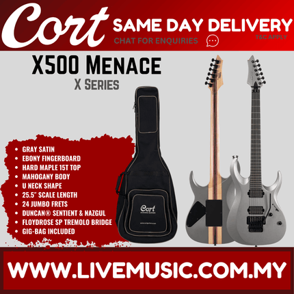 Cort X500 Menace Electric Guitar Ebony Fretboard with Bag - Gray Satin (X-500/X 500)